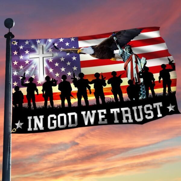 In God We Trust, Christian Cross American Eagle Flag TPT120GFv1