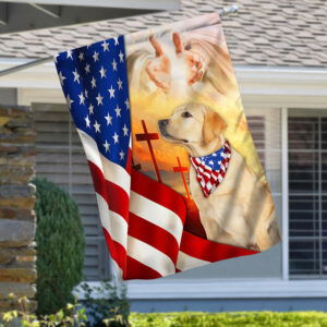 Yellow Lab Flag Labrador Retriever dog And Jesus US Flag TQN120F