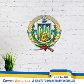 Ukraine Ukrainian Hanging Metal Sign Stand With And Pray For Ukraine LNT103MS