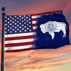 Wyoming And American Grommet Flag Patriotic Wyoming State Flag MLH1913GFv5
