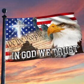 In God We Trust, We The People, Christian Cross American Eagle Flag TPT107GF