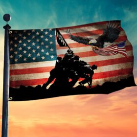 Memorial Day Flag American Eagle Veteran Grommet Flag QTR127GF