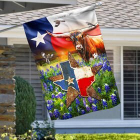 Texas Flag Longhorn Cattle Texas Flag QTR05F