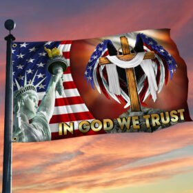 In God We Trust Christian Cross American Grommet Flag MLN114GF