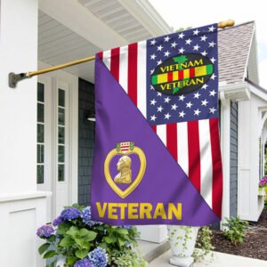 Purple Heart Flag Purple Heart Vietnam Veteran American Flag QTR161F