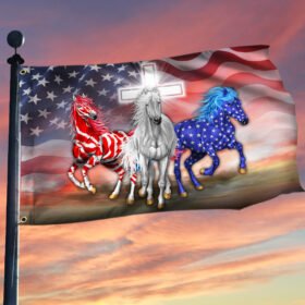 Horse American Grommet Flag Patriotic Horse BNN248GF