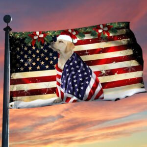Yellow Labrador Retriever Grommet Flag Merry Christmas BNL285GF