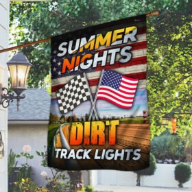 Dirt Track Racing Flag Summer Nights And Dirt Track Lights Flag MLN230F