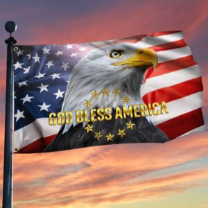 God Bless America Patriotic Eagle Grommet Flag MLN321GF