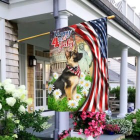 Happy 4th Of July. German Shepherd American Flag TPT208F