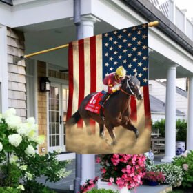 Horse Flag Beautiful Horse Racing American Flag QTR204F
