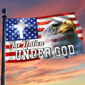 One Nation Under God, Christian Cross, American Eagle Grommet Flag TPT216GF