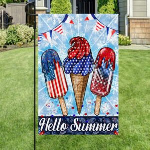 Ice Cream Hello Summer 4th Of July Flag TQN221Fv1