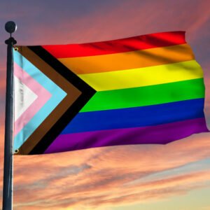 Pride Progress LGBT Grommet Flag, Transgender Lesbian Gay Pride, LGBTQ Community QNK840GF