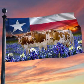 Texas Flag Texas Forever In Your Heart Longhorn Cattle Grommet Flag TRN1290GFv2