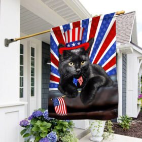 Patriotic Black Cat American Flag THB3647Fv8