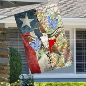 Texas Flag Texas Longhorn Cattle American Flag QTR206F