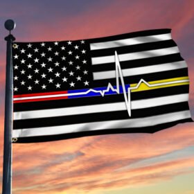 First Responder Thin Red Blue Gold Line Grommet Flag Police Fire and Dispatch TQN258GF