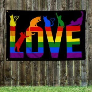 LGBT Pride Month Love Cat Grommet Flag TQN232GF