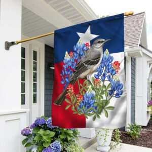 Texas Northern Mockingbird Flag Bluebonnet LNT224F