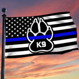 K9 Paw Thin Blue Line Grommet Flag Police Officer Law Enforcement TQN265GF