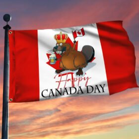 Happy Canada Day Grommet Flag Funny  Beaver LNT144GF