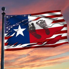 Texas Flag Texas American Baby Footprints Grommet Flag QTR219GF