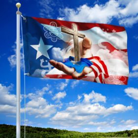 Puerto Rico Christian Cross Grommet Flag TPT178GF