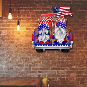 Patriotic Gnomes Hanging Metal Sign 4th Of July Independence Day TQN219MS