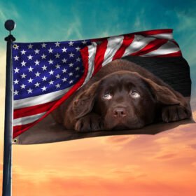 Chocolate Labrador Retriever American Patriot Grommet Flag BNN224GF