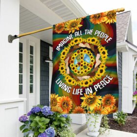 Hippie Peace Flag Imagine All The People Living Life In Peace MLN305F