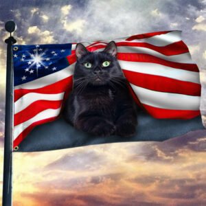 America Black Cat American Grommet Flag Happy LNT163GFv1