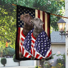 Chocolate And Silver Labrador Retriever Dogs American Patriot Flag BNL40Fv65
