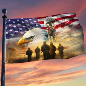 U.S. Veteran. American Patriot American Eagle Memorial Grommet Flag TPT194GF