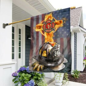Firefighter 911 Never Forget. Christian Cross Memorial Flag TPT196Fv1