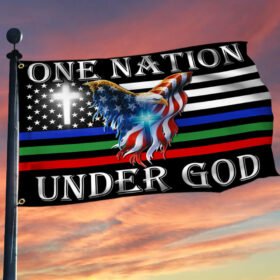 One Nation Under God. Thin Blue Green Red Line American Eagle Flag THB3602GFv11