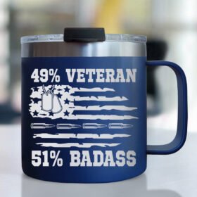 Veteran Insulated Coffee Mug 49% Veteran 51% Badass BNN202CM