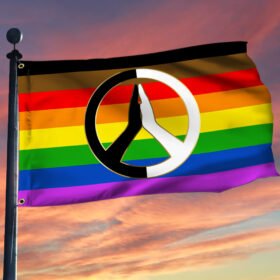 Equality Flag LGBT BLM Rainbow Hippie Peace Sign Flag QTR264GF