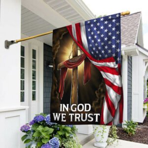 In God We Trust. Christian Cross American Flag TPT181F