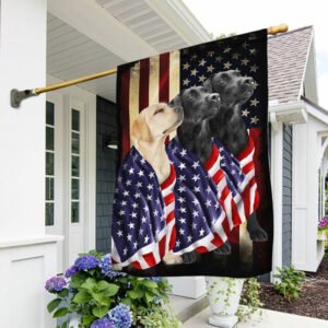 Black And Yellow Labrador Retriever Dogs American Patriot Flag BNN136F
