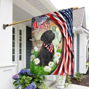 Happy 4th Of July. Black Labrador Retriever American Flag TPT208Fv1
