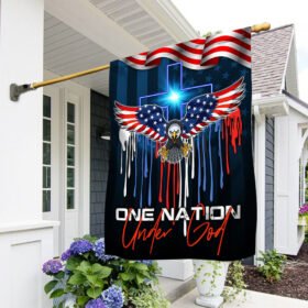 One Nation Under God Flag Eagle Jesus Cross TQN266F