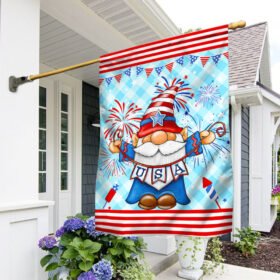 July 4th Flag Happy Independence Day Flag USA Gnome LNT219F