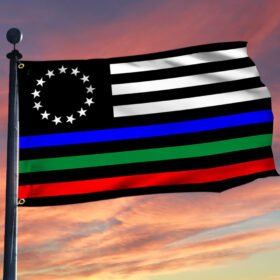 Police Military and Fire Grommet Flag Thin Line USA Blue Green Red Line Betsy Ross TQN384GF