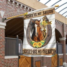 Horse Christian Flag Jesus Is My Savior Horses Are My Therapy Flag MLN394F