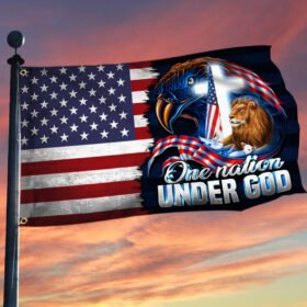 Lion of Judah Lamb of God Flag One Nation Under God Eagle American Grommet Flag MLN328GF