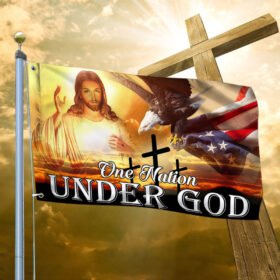 One Nation Under God, Christian Cross, American Eagle Grommet Flag TPT272GF
