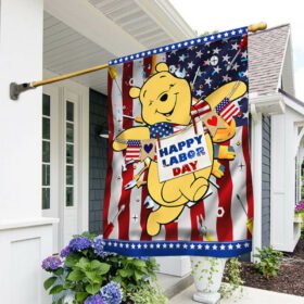 American Winnie The Pooh Flag Happy Labor Day BNN331F