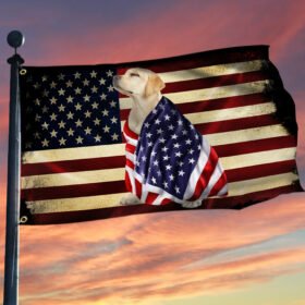 Yellow Labrador Retriever American Patriot Grommet Flag BNL40GFv8