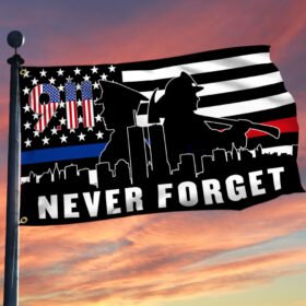 911 Flag Never Forget. Police, Firefighter September 11 American Patriotic Flag TPT233GF